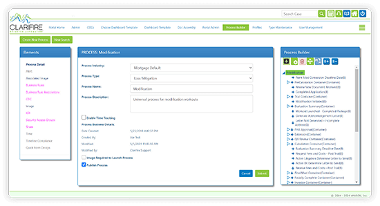 clarifire process builder screenshot